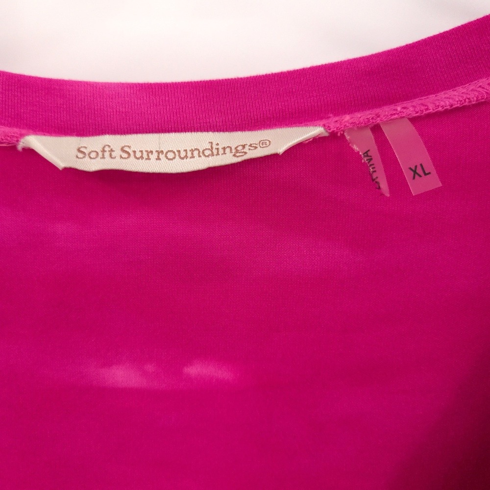 Soft Surroundings Tunic Women XL Pink Orange Yellow Ombre Tie Dye Sharkbite Hem - Picture 5 of 7